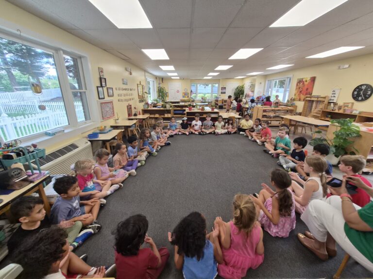 Primary class gathered for circle time