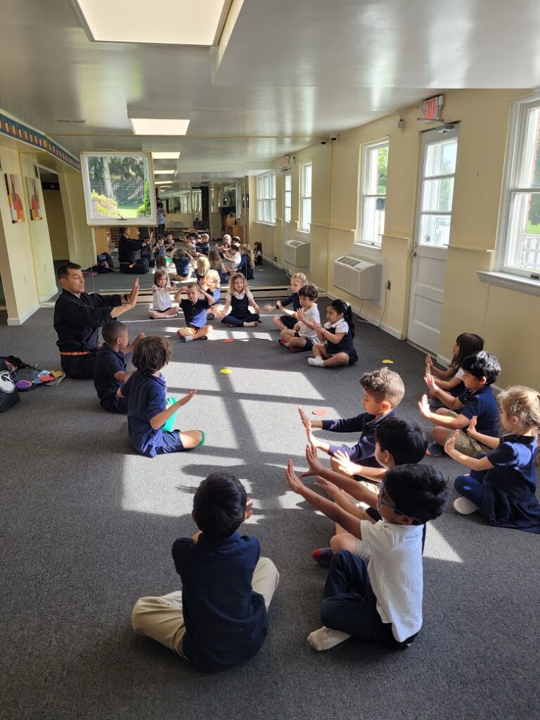 Primary students in taekwondo class